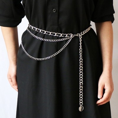 Piiriülene Euroopa ja Ameerika kahekihiline ketiga vöö, naiste kleit, moodne universaalne metallist vööketiga dekoratiivne kampsun, ülikonna aksessuaarid