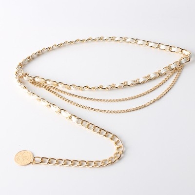 Piiriülene Euroopa ja Ameerika kahekihiline ketiga vöö, naiste kleit, moodne universaalne metallist vööketiga dekoratiivne kampsun, ülikonna aksessuaarid