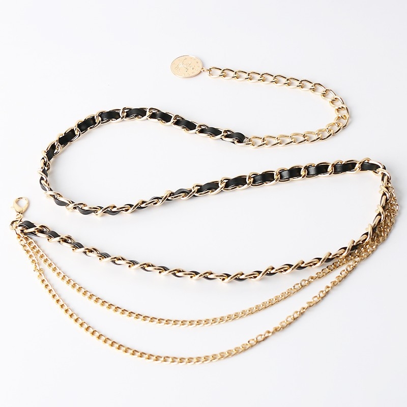 Piiriülene Euroopa ja Ameerika kahekihiline ketiga vöö, naiste kleit, moodne universaalne metallist vööketiga dekoratiivne kampsun, ülikonna aksessuaarid