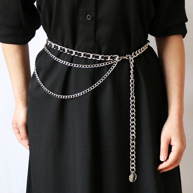 Piiriülene Euroopa ja Ameerika kahekihiline ketiga vöö, naiste kleit, moodne universaalne metallist vööketiga dekoratiivne kampsun, ülikonna aksessuaarid