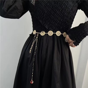 Kvaliteetne metallist vöökett, aksessuaarid, seelik, kampsun, hall, lillekett, universaalne vöö, naiste vöökohaga kitsad püksid, kett