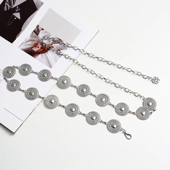 Υψηλής ποιότητας μεταλλική αλυσίδα μέσης, αξεσουάρ φούστας, πουλόβερ, αλυσίδα λουλουδιών Hallover, ζώνη all-match, γυναικεία στενή ζώνη, αλυσίδα παντελονιού