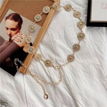 Υψηλής ποιότητας μεταλλική αλυσίδα μέσης, αξεσουάρ φούστας, πουλόβερ, αλυσίδα λουλουδιών Hallover, ζώνη all-match, γυναικεία στενή ζώνη, αλυσίδα παντελονιού