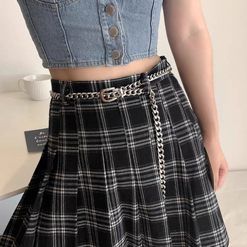 Μόδα ευρωπαϊκή και αμερικανική hip-hop punk στυλ μεταλλική αλυσίδα ζώνη διακόσμηση με παλτό φόρεμα casual απλό σημείο