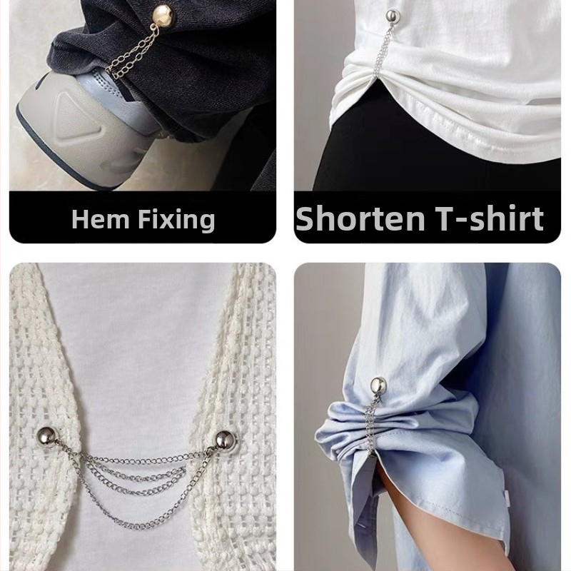 Фиксирана с верижка магнитна вакуумна катарама за смяна на крачола, за промяна на дължината на маншета, за промяна на къс артефакт, подвижна метална катарама за крачола без пирони и шевове