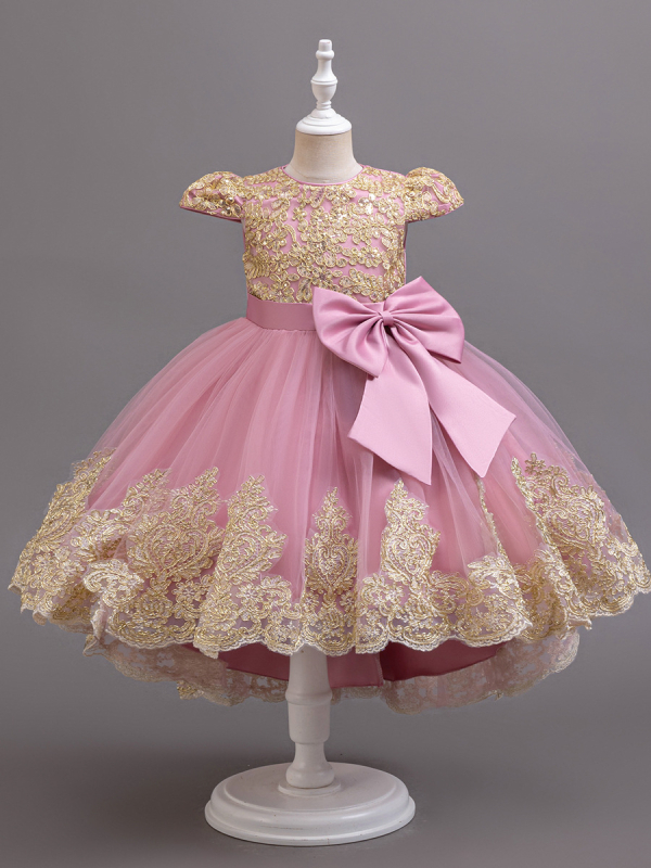 Haljina princeze za djevojčice preko granice, izvezena s mašnom u Phnom Penhu, za posebne blagdanske događaje, vintage haljina za Noć vještica