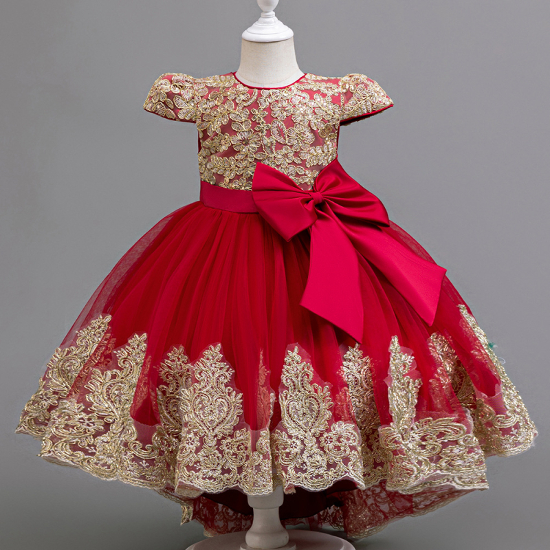 Haljina princeze za djevojčice preko granice, izvezena s mašnom u Phnom Penhu, za posebne blagdanske događaje, vintage haljina za Noć vještica