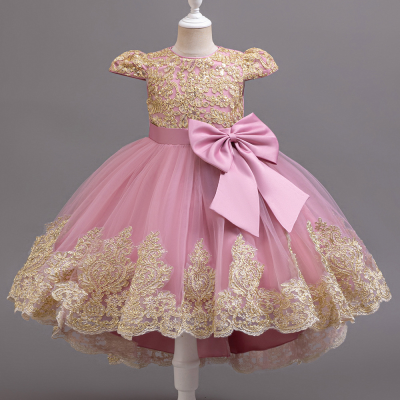 Haljina princeze za djevojčice preko granice, izvezena s mašnom u Phnom Penhu, za posebne blagdanske događaje, vintage haljina za Noć vještica