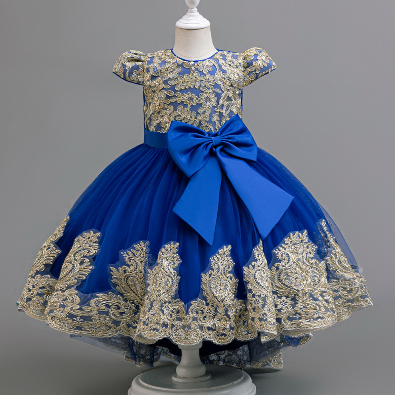 Haljina princeze za djevojčice preko granice, izvezena s mašnom u Phnom Penhu, za posebne blagdanske događaje, vintage haljina za Noć vještica