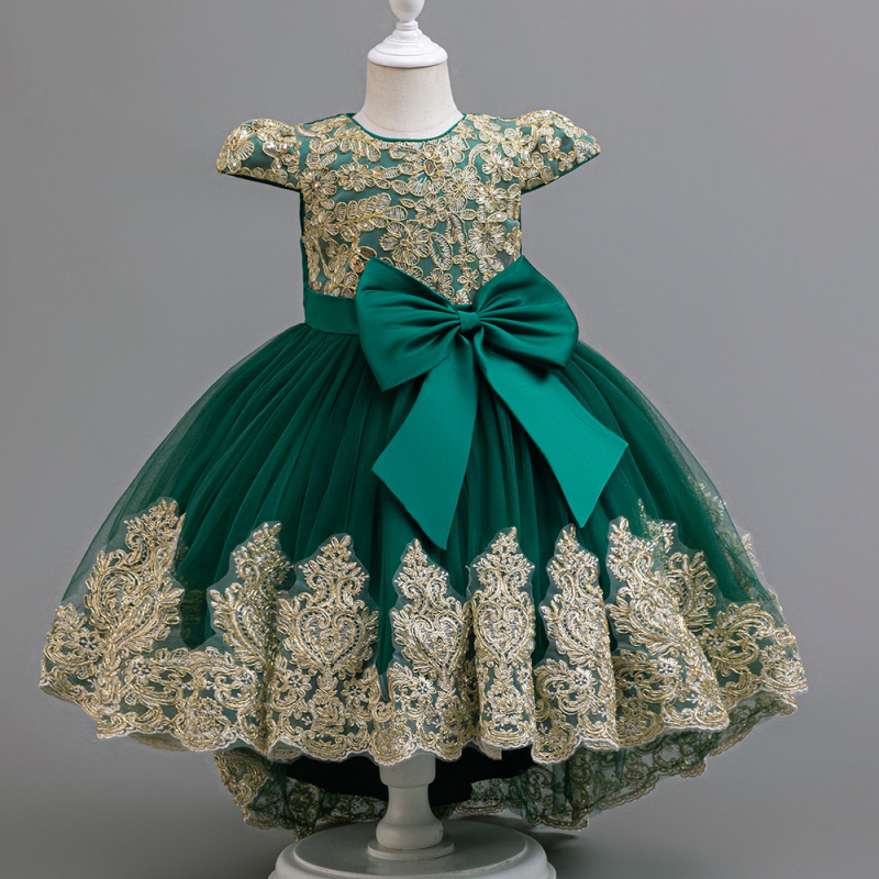 Haljina princeze za djevojčice preko granice, izvezena s mašnom u Phnom Penhu, za posebne blagdanske događaje, vintage haljina za Noć vještica