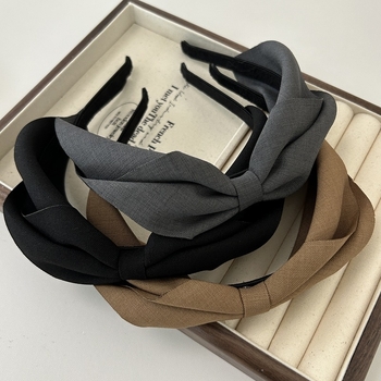 Κορεατικό στυλ Vintage πτυχωτό τόξο κεφαλόδεσμος niche design curl ύφασμα κεφαλόδεσμος σε συμπαγές χρώμα all-match σφιγκτήρας μαλλιών για γυναίκες