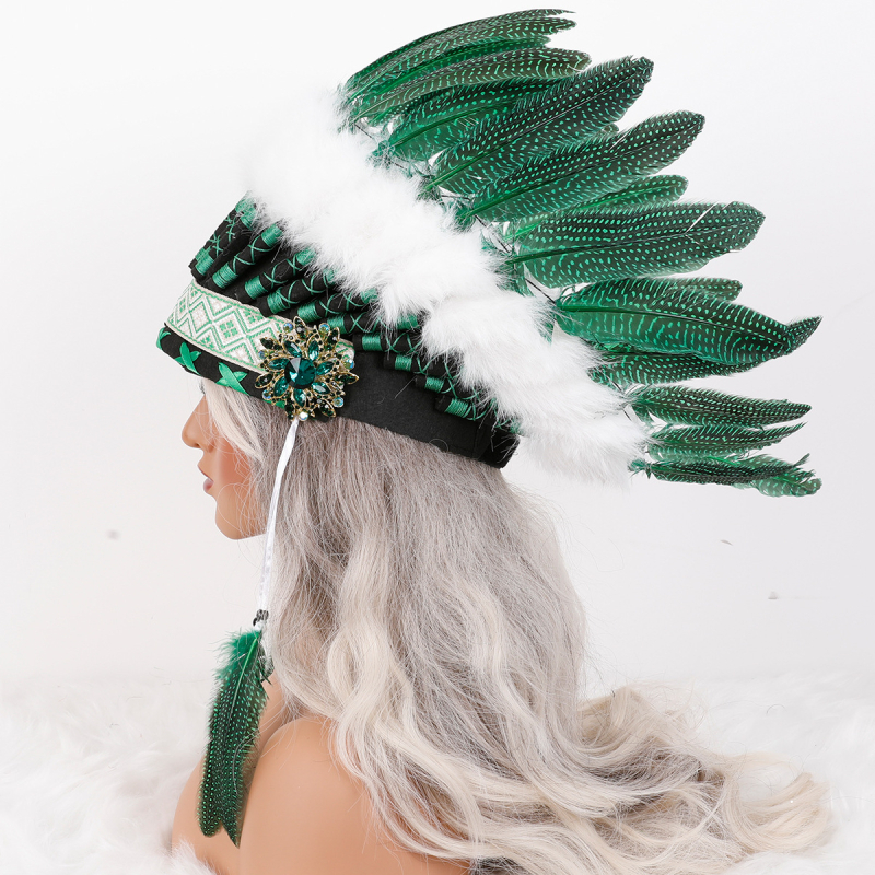 Tänupühade indiaani hõimupealiku müts, halloweeni naturaalsetest sulgedest peakate, jõulupeapael, saadaval mitmes värvitoonis