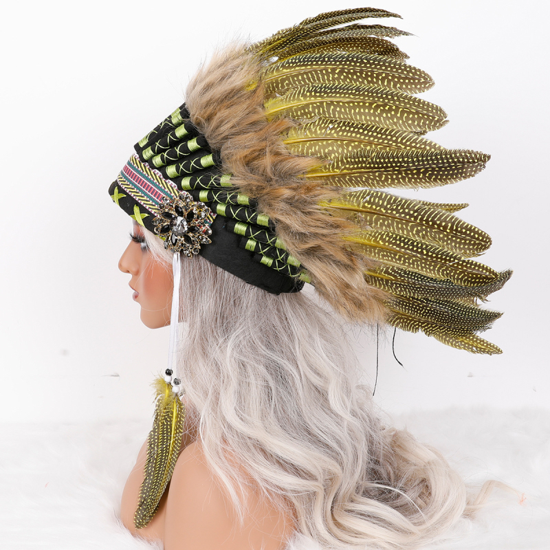 Tänupühade indiaani hõimupealiku müts, halloweeni naturaalsetest sulgedest peakate, jõulupeapael, saadaval mitmes värvitoonis