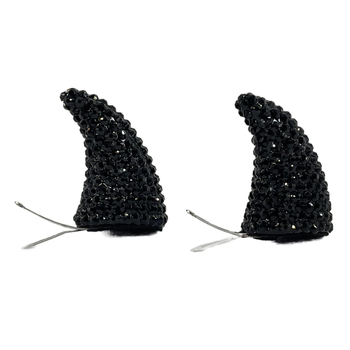 Черна лента за глава с рог на дявола, празничен бал, обличане, шапка, щипка за коса, лента с рог, аксесоари за коса с диамант и рог, червена