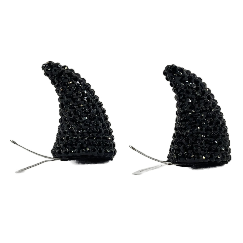 Черна лента за глава с рог на дявола, празничен бал, обличане, шапка, щипка за коса, лента с рог, аксесоари за коса с диамант и рог, червена