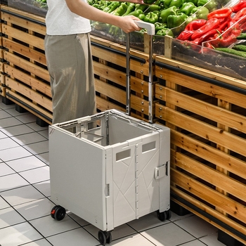 Matkakäru Kodune ostukäru Kaasaskantav käsikäru lauaplaadiga Matkakäru Kokkupandav plastkäru