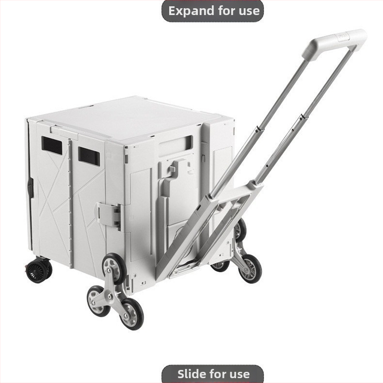 Външна къмпинг количка, домашна пазарска количка, преносима ръчна количка с маса, пластмасова сгъваема количка