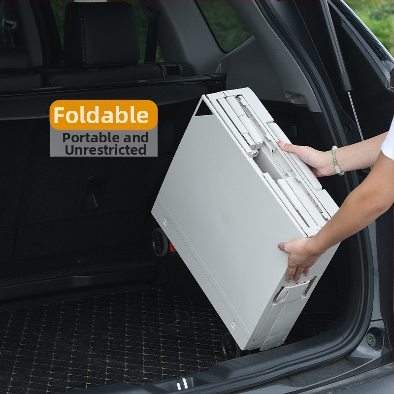 Външна къмпинг количка, домашна пазарска количка, преносима ръчна количка с маса, пластмасова сгъваема количка