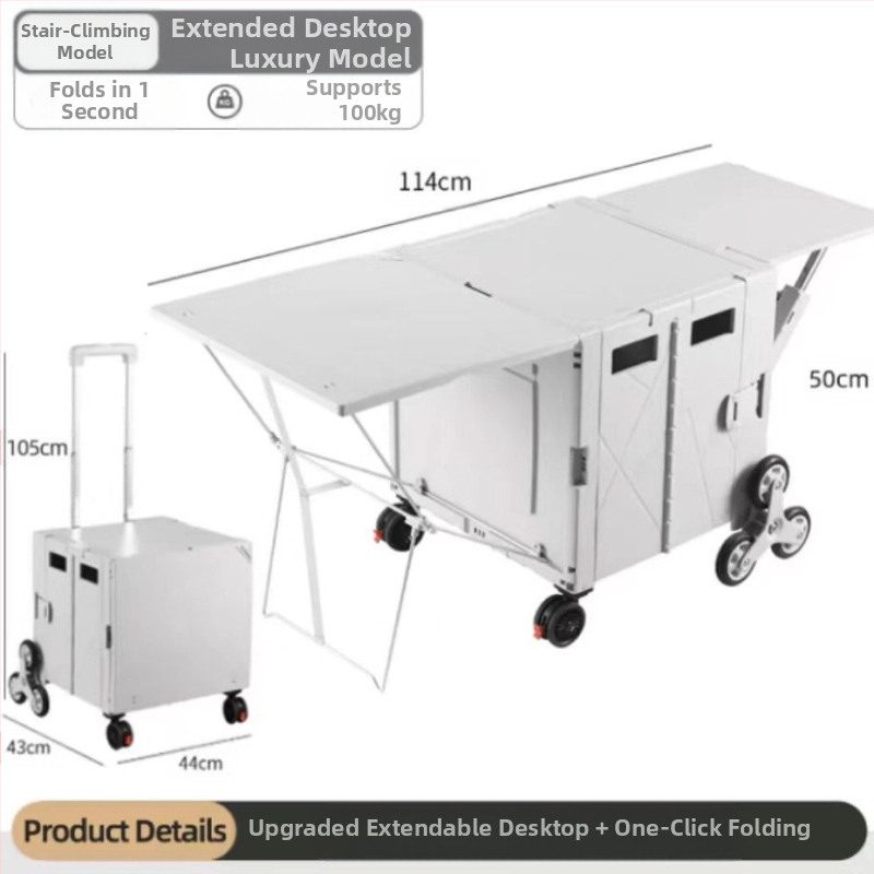 Matkakäru Kodune ostukäru Kaasaskantav käsikäru lauaplaadiga Matkakäru Kokkupandav plastkäru