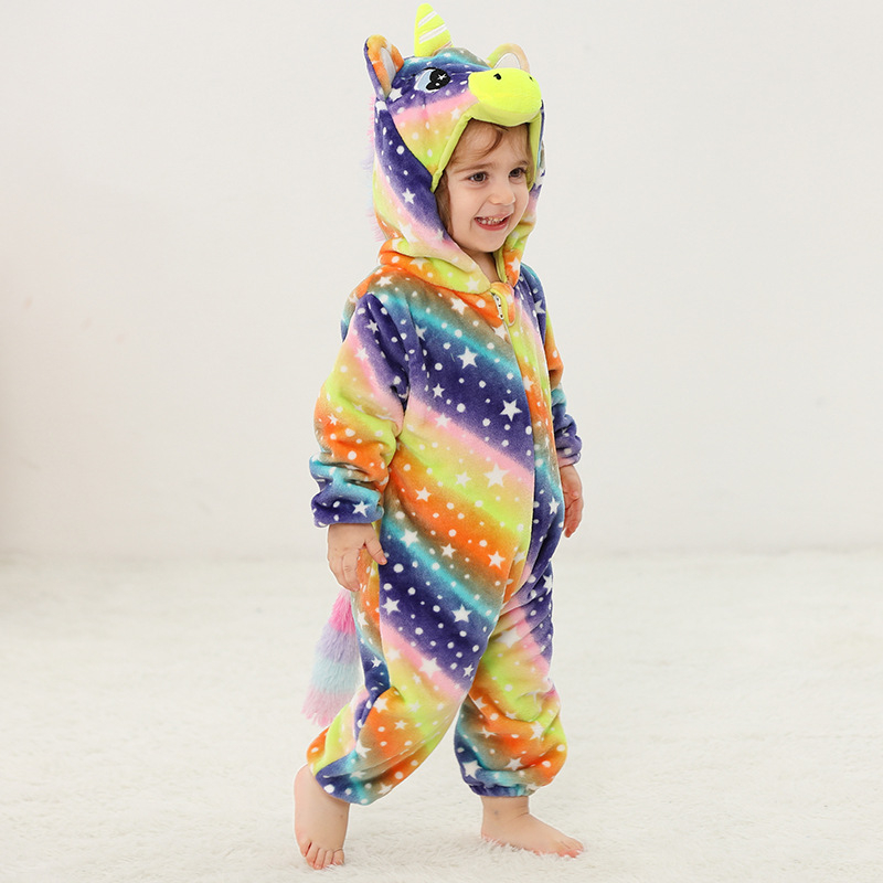 Michley piiriülene ükssarvikute seeria laste kombinesoon beebidele ja väikelastele A-klassi flanellronimisülikond ükssarvikute ronimisülikond