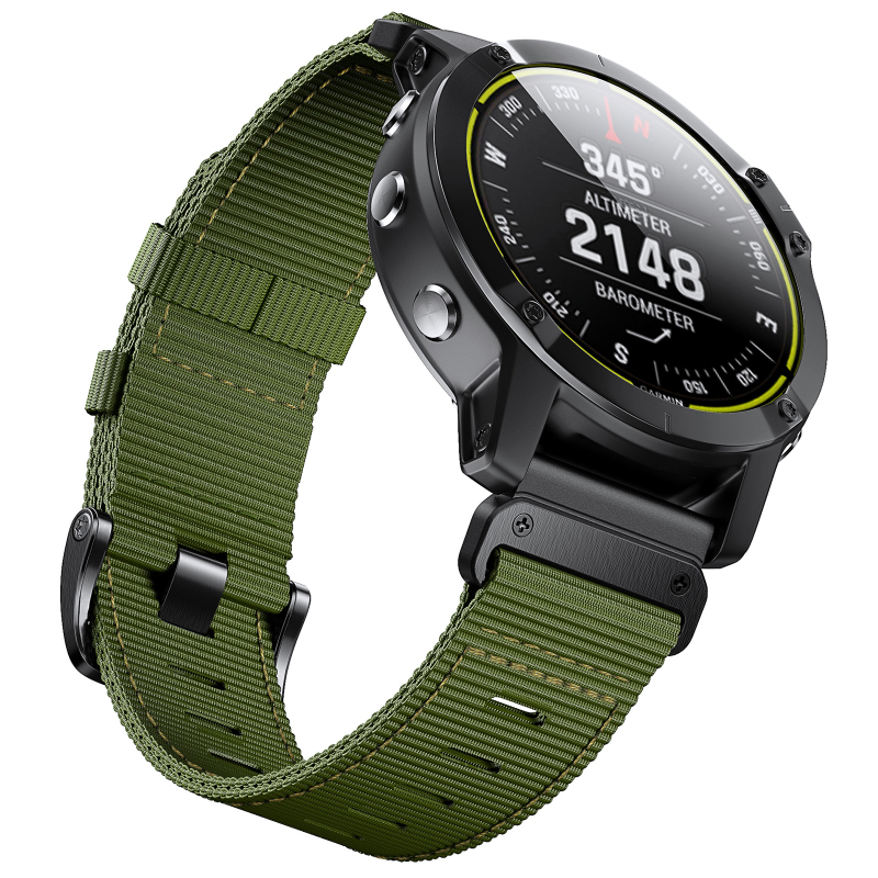 Sobib Garmin FeniX7X/6X PRO/935/3HR kelladele. Nailonist kiirkinnitusega 22/26 mm kootud kellarihm.
