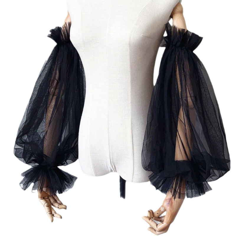 Piiriülesed pruudi võrkvarrukad päikesekaitsekreemi dekoratiivsed varrukad lahtise stiiliga sarvvarrukatega perspektiivsed pulmakleidi kaunistused hulgimüük