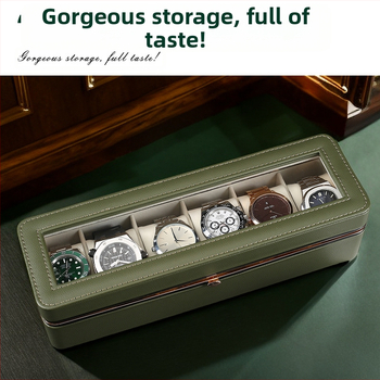 Laikrodžių dėžutė Nauja aparatūros krašto šešiaženklė laikrodžių laikymo dėžutė Aukštos klasės laikrodžių kolekcijos dėžutė Namų laikrodžių demonstravimo dėžutė
