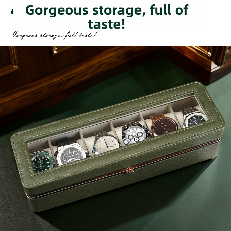 Laikrodžių dėžutė Nauja aparatūros krašto šešiaženklė laikrodžių laikymo dėžutė Aukštos klasės laikrodžių kolekcijos dėžutė Namų laikrodžių demonstravimo dėžutė