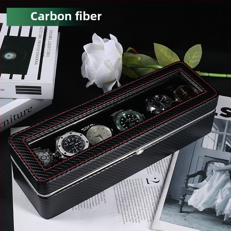 Laikrodžių dėžutė Nauja aparatūros krašto šešiaženklė laikrodžių laikymo dėžutė Aukštos klasės laikrodžių kolekcijos dėžutė Namų laikrodžių demonstravimo dėžutė