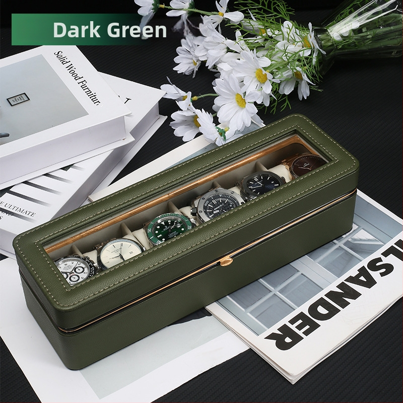Laikrodžių dėžutė Nauja aparatūros krašto šešiaženklė laikrodžių laikymo dėžutė Aukštos klasės laikrodžių kolekcijos dėžutė Namų laikrodžių demonstravimo dėžutė