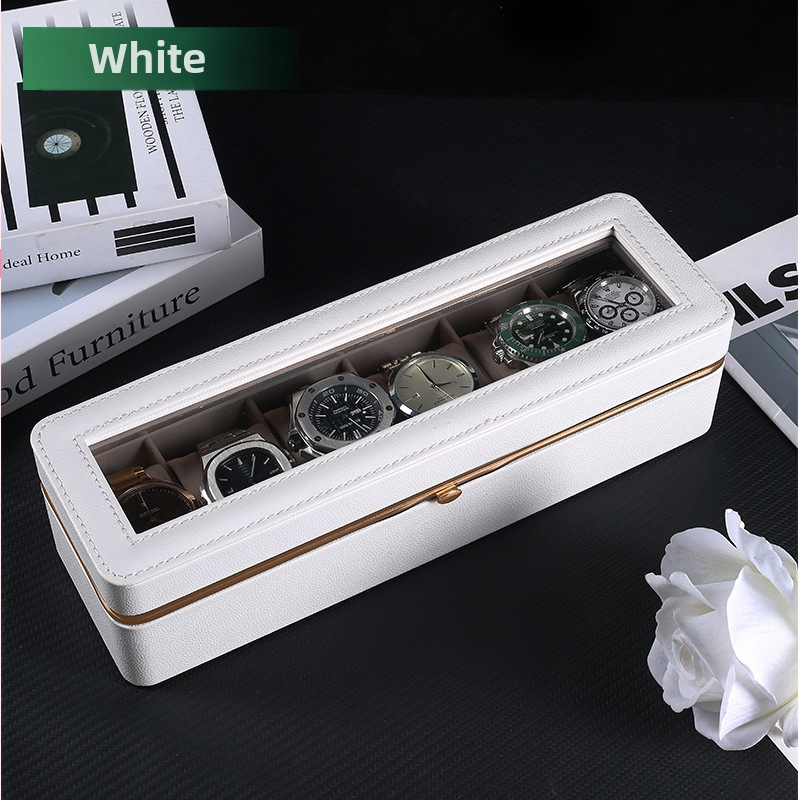 Laikrodžių dėžutė Nauja aparatūros krašto šešiaženklė laikrodžių laikymo dėžutė Aukštos klasės laikrodžių kolekcijos dėžutė Namų laikrodžių demonstravimo dėžutė