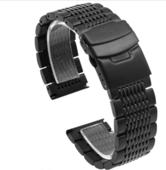 Каишка от неръждаема стомана с плътна катарама и 15 мъниста, подходяща за Samsung/Huawei/Seiko Master 18/20/22/24 мм