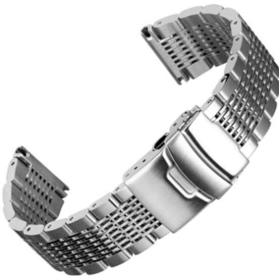 Каишка от неръждаема стомана с плътна катарама и 15 мъниста, подходяща за Samsung/Huawei/Seiko Master 18/20/22/24 мм