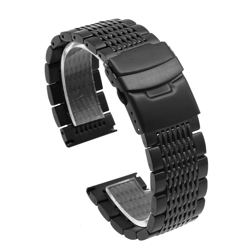 Каишка от неръждаема стомана с плътна катарама и 15 мъниста, подходяща за Samsung/Huawei/Seiko Master 18/20/22/24 мм