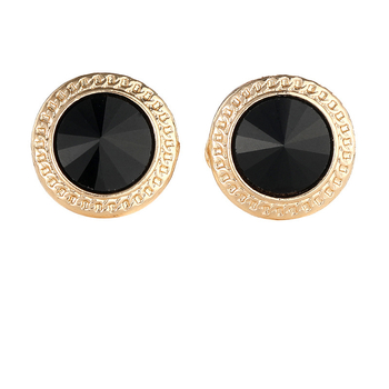 Μανικετόκουμπα Ανδρικά, Υψηλής Ποιότητας, από Λαμπερή Πέτρα, Μοντέρνα, Απλά και Κουλ Μαύρα Στρογγυλά Μανικετόκουμπα Πουκαμίσου Χονδρική