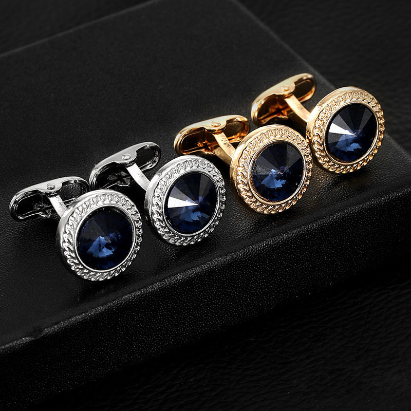 Meeste mansetinööbid, kvaliteetne, särava kiviga, moodne, lihtne ja lahe musta ümmarguse särgiga mansetinööbid hulgimüügist