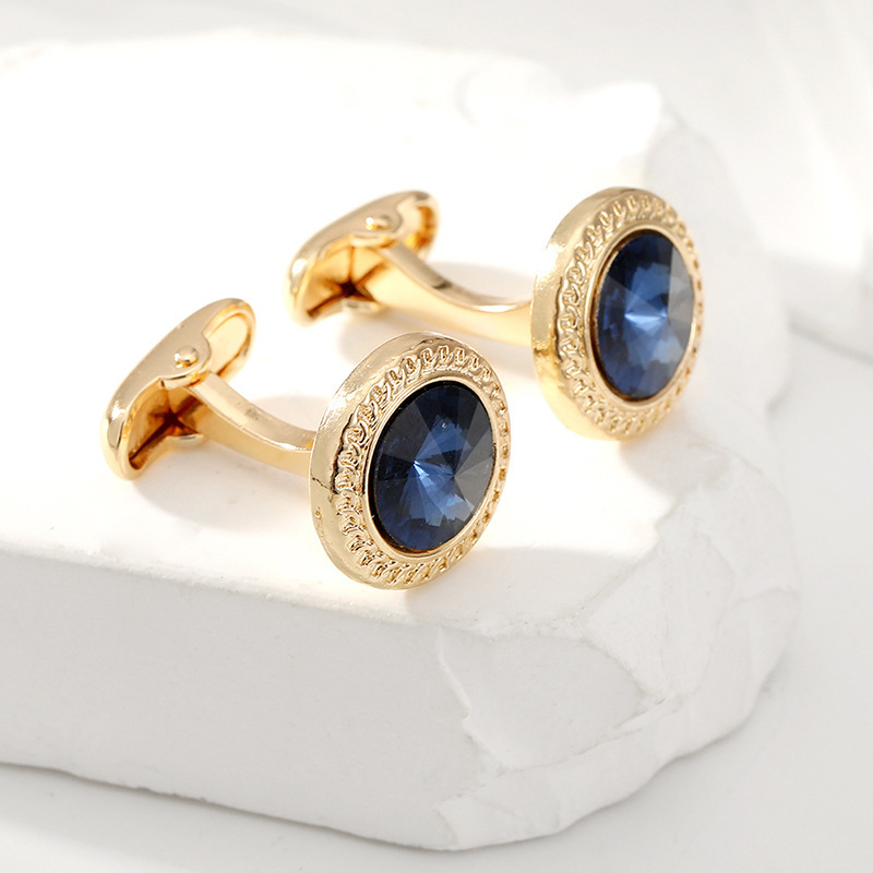 Meeste mansetinööbid, kvaliteetne, särava kiviga, moodne, lihtne ja lahe musta ümmarguse särgiga mansetinööbid hulgimüügist