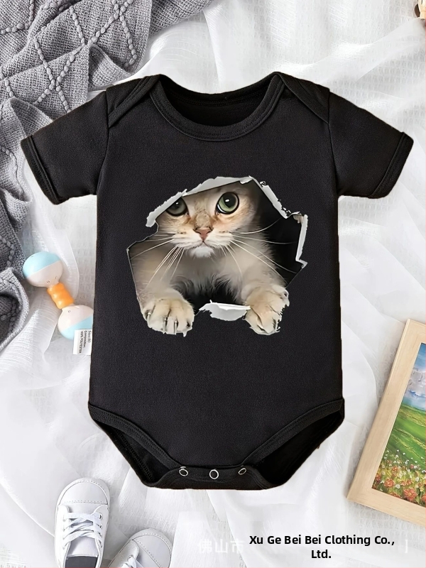 Piiriülesed beebiriided, armsad koomiksikirjaga trükitud lühikeste varrukatega jumpsuit, pühadelaste riided müügil