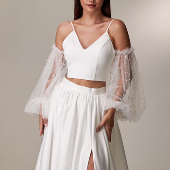 Външнотърговска рокля с горен ръкав от перлена мрежа, булчински фенер, аксесоари за ръкави сватбена рокля, декорация на горен ръкав