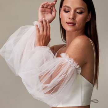 Външнотърговска рокля с горен ръкав от перлена мрежа, булчински фенер, аксесоари за ръкави сватбена рокля, декорация на горен ръкав