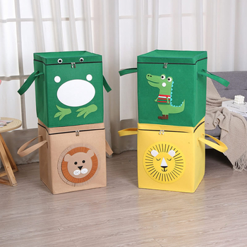 Naujas kvadratinis audinio daiktadėžė su dangteliu, užtrauktuku, sulankstoma daiktadėžė su vaikams skirtu vandeniui atspariu žaidimų kilimėliu 1498