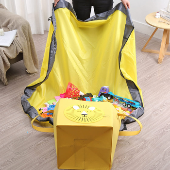 Naujas kvadratinis audinio daiktadėžė su dangteliu, užtrauktuku, sulankstoma daiktadėžė su vaikams skirtu vandeniui atspariu žaidimų kilimėliu 1498