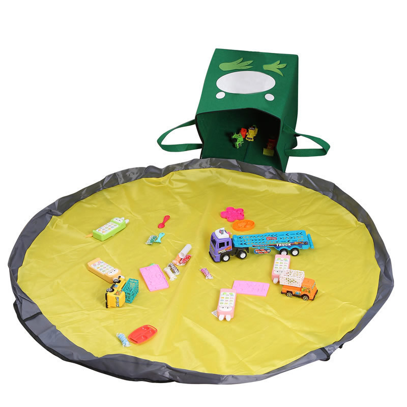 Naujas kvadratinis audinio daiktadėžė su dangteliu, užtrauktuku, sulankstoma daiktadėžė su vaikams skirtu vandeniui atspariu žaidimų kilimėliu 1498