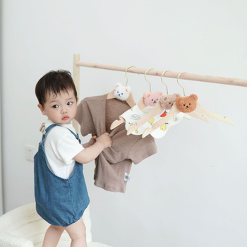 Ins Nordic Style Νέα Κινούμενα Σχέδια Αρκούδα Παιδική Κρεμάστρα από Μασίφ Ξύλο, Ράφι Στεγνωτηρίου για Μωρά, Ράφι Αποθήκευσης, Αντιολισθητικός Μεταλλικός Γάντζος