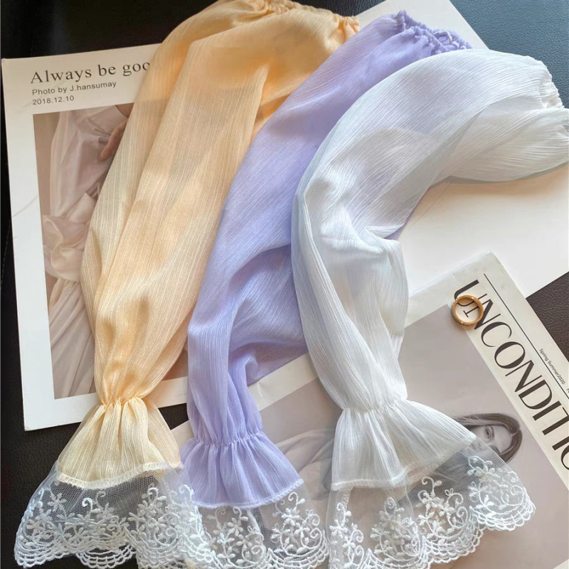 2024 m. naujos nėrinių siuvinėtos apsaugos nuo saulės priemonės su ledo rankovėmis, moteriškos vasarinės vairavimo pirštinės, jojimo skėtis nuo saulės, laisvos rankų apsaugos nuo rankovių