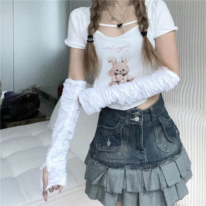 Punk White Hole Beggar päikesekreemiga varrukas Spice Girls Y2K subkultuuri harajuku stiilis isikupärastatud paarikindad laos