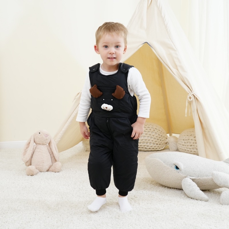 Sügis-talvine laste fliisvoodriga kombinesoon avatud jalgevahega puuvillaste pükstega, multifilmiteemaline imikutele mõeldud paksendatud soe kombinesoon täispuuvillast