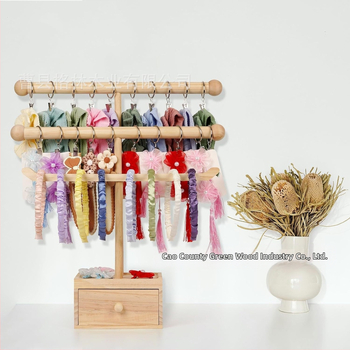 Ξύλινη παιδική θήκη αποθήκευσης κορδελών μαλλιών με κουτί αποθήκευσης, θήκη κοσμημάτων για μωρά, κορδέλα μαλλιών, ράφι επίδειξης προϊόντων, ράφι επίδειξης προϊόντων