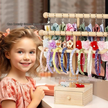 Ξύλινη παιδική θήκη αποθήκευσης κορδελών μαλλιών με κουτί αποθήκευσης, θήκη κοσμημάτων για μωρά, κορδέλα μαλλιών, ράφι επίδειξης προϊόντων, ράφι επίδειξης προϊόντων