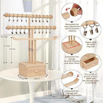 Ξύλινη παιδική θήκη αποθήκευσης κορδελών μαλλιών με κουτί αποθήκευσης, θήκη κοσμημάτων για μωρά, κορδέλα μαλλιών, ράφι επίδειξης προϊόντων, ράφι επίδειξης προϊόντων